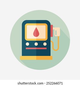 Environmental protection concept flat icon with long shadow,eps10; Reduce the use of gasoline, reduce air pollution