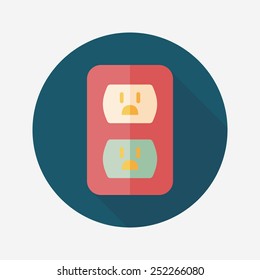 Environmental protection concept flat icon with long shadow,eps10; Saving energy, turning off lights