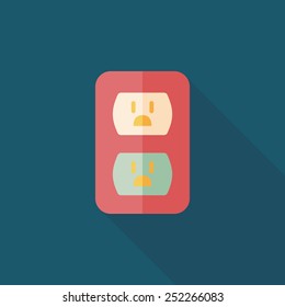 Environmental protection concept flat icon with long shadow,eps10; Saving energy, turning off lights