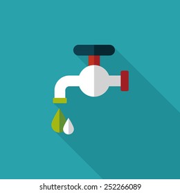Environmental protection concept flat icon with long shadow,eps10; Conserve water, protect the environment.