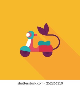 Environmental protection concept flat icon with long shadow,eps10; Reduce riding a motorcycle, reduce air pollution