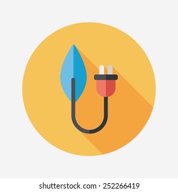 Environmental protection concept flat icon with long shadow,eps10; Saving energy to protect our environment