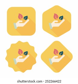 Environmental protection concept flat icon with long shadow,eps10; Sincerely protect our environment; saving energy to protect our home