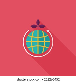 Environmental protection concept flat icon with long shadow,eps10; Protect our environment, protect our planet