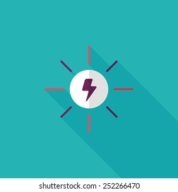 Environmental protection concept flat icon with long shadow,eps10; solar energy; saving energy