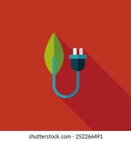 Environmental protection concept flat icon with long shadow,eps10; Saving energy to protect our environment