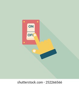 Environmental protection concept flat icon with long shadow,eps10; Saving energy, turning off lights