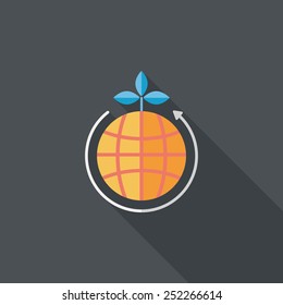 Environmental protection concept flat icon with long shadow,eps10; Protect our environment, protect our planet