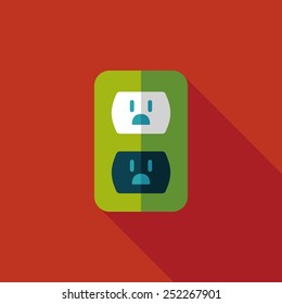Environmental protection concept flat icon with long shadow,eps10; Saving energy, turning off lights