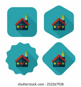 Environmental protection concept flat icon with long shadow,eps10; greenhouses; green house