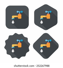 Environmental protection concept flat icon with long shadow,eps10; Conserve water, protect the environment.