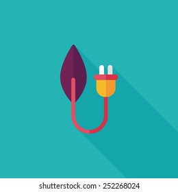 Environmental protection concept flat icon with long shadow,eps10; Saving energy to protect our environment