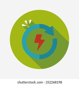 Environmental protection concept flat icon with long shadow,eps10; Renewable energy; Recycled energy