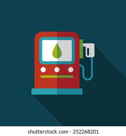 Environmental protection concept flat icon with long shadow,eps10; Reduce the use of gasoline, reduce air pollution