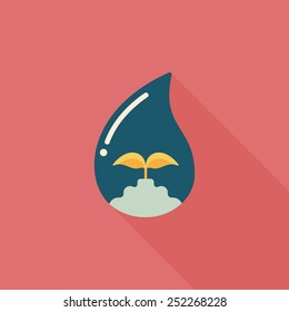 Environmental protection concept flat icon with long shadow,eps10; Conserve water, protect the environment.