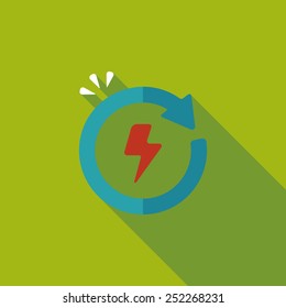 Environmental protection concept flat icon with long shadow,eps10; Renewable energy; Recycled energy