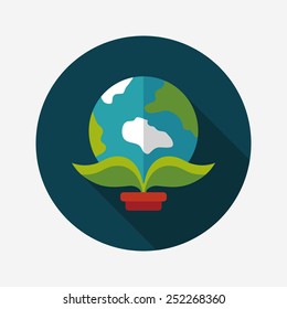 Environmental protection concept flat icon with long shadow,eps10; Protect our environment, protect our planet