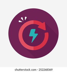 Environmental protection concept flat icon with long shadow,eps10; Renewable energy; Recycled energy