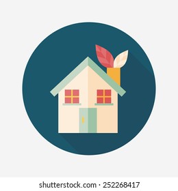 Environmental protection concept flat icon with long shadow,eps10; greenhouses; green house