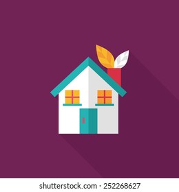 Environmental protection concept flat icon with long shadow,eps10; greenhouses; green house