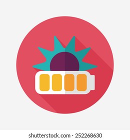 Environmental protection concept flat icon with long shadow,eps10; solar energy; saving energy