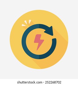 Environmental protection concept flat icon with long shadow,eps10; Renewable energy; Recycled energy