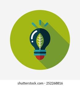 Environmental protection concept flat icon with long shadow,eps10; Saving energy, turning off lights