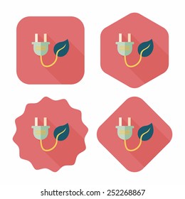 Environmental protection concept flat icon with long shadow,eps10; Saving energy, turning off lights