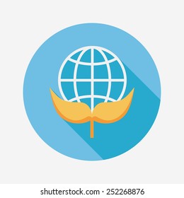 Environmental protection concept flat icon with long shadow,eps10; Protect our environment, protect our planet