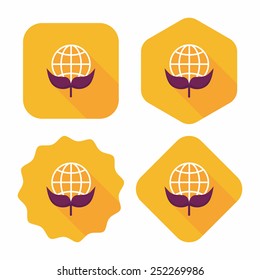Environmental protection concept flat icon with long shadow,eps10; Protect our environment, protect our planet