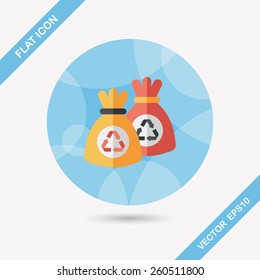 Environmental protection concept flat icon with long shadow,eps10, Doing recycle to protect our environment; recycled garbage