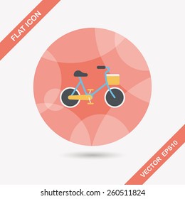 Environmental protection concept flat icon with long shadow,eps10; More cycling to reduce emissions