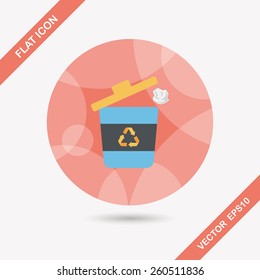 Environmental protection concept flat icon with long shadow,eps10, Doing recycle to protect our environment; recycled garbage
