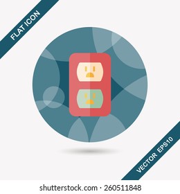 Environmental protection concept flat icon with long shadow,eps10; Saving energy, turning off lights