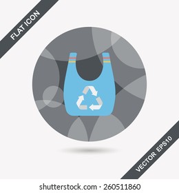 Environmental protection concept flat icon with long shadow,eps10; Recycled shopping bag