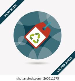 Environmental protection concept flat icon with long shadow,eps10, recycled tag