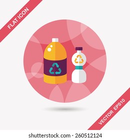 Environmental protection concept flat icon with long shadow,eps10; Recycled water bottle