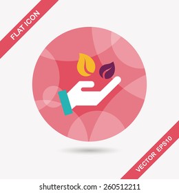 Environmental protection concept flat icon with long shadow,eps10; Sincerely protect our environment; saving energy to protect our home
