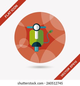 Environmental protection concept flat icon with long shadow,eps10; Reduce riding a motorcycle, reduce air pollution; Electric Motorcycles