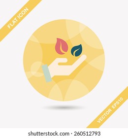 Environmental protection concept flat icon with long shadow,eps10; Sincerely protect our environment; saving energy to protect our home