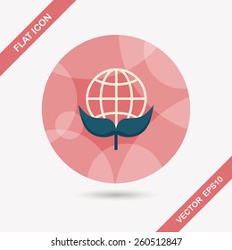 Environmental protection concept flat icon with long shadow,eps10; Protect our environment, protect our planet