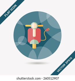 Environmental protection concept flat icon with long shadow,eps10; Reduce riding a motorcycle, reduce air pollution; Electric Motorcycles