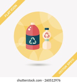 Environmental protection concept flat icon with long shadow,eps10; Recycled water bottle