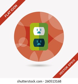 Environmental protection concept flat icon with long shadow,eps10; Saving energy, turning off lights