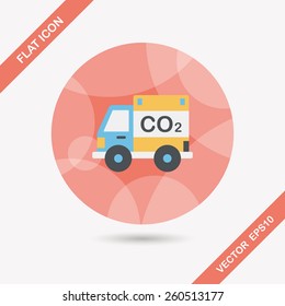 Environmental protection concept flat icon with long shadow,eps10; Reduce the use of gasoline, reduce air pollution