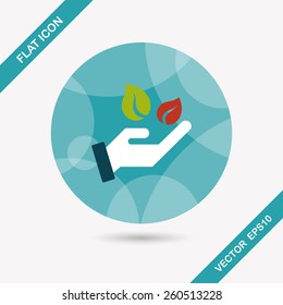 Environmental protection concept flat icon with long shadow,eps10; Sincerely protect our environment; saving energy to protect our home