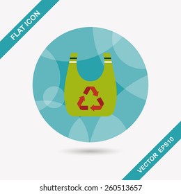 Environmental protection concept flat icon with long shadow,eps10; Recycled shopping bag