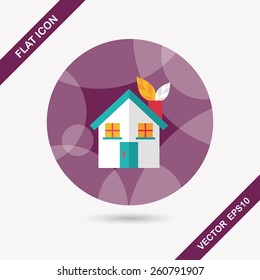 Environmental protection concept flat icon with long shadow,eps10; greenhouses; green house