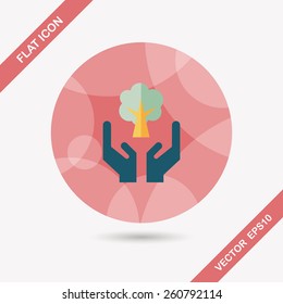 Environmental protection concept flat icon with long shadow,eps10; Protect our forests and ecological plant.