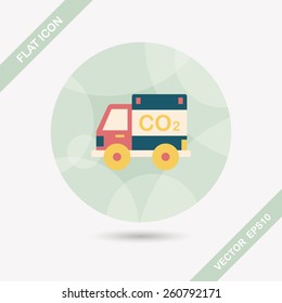 Environmental protection concept flat icon with long shadow,eps10; Reduce the use of gasoline, reduce air pollution